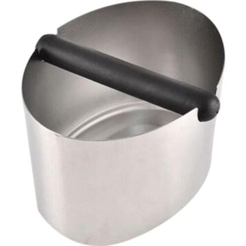 Stainless Steel Coffee Knock Box Anti Slip Coffee Grind Dump Bin Waste Bin with Detachable Knock Bar for Barista