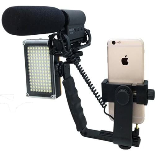 Smartphone Handheld Bracket for Iphone X 8 7 6S Samsung Cell Phone Micro Film Shooting Microphone Flash lamp Camera Holder Mount