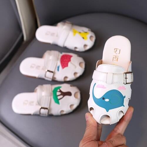 Summer Children Girls Beach Slippers Non-slip Baotou Elephant Deer Hollow Out Slides 21-30 TB02