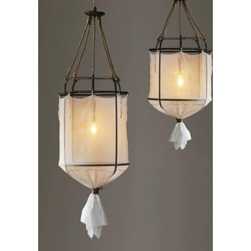 Nordic Chennai Vintage Industrial Pendant Lights Bedroom French Laundry Room Lamp American Nostalgic Fabric Living Room Light