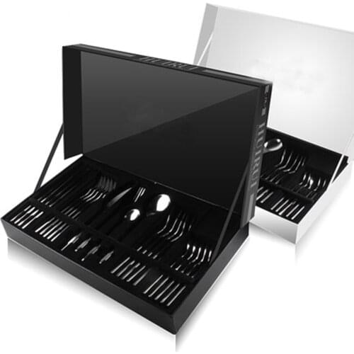 24 Pcs Stainless Steel Cutlery Dinnerware Flatware Travel Steak Knife Steel Fork Set De Cubiertos Portable Tableware Box 5N11