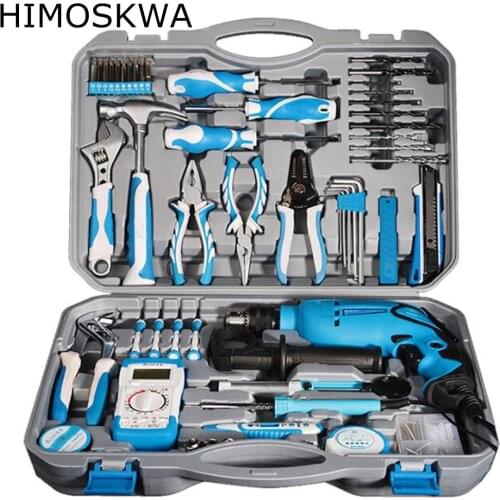 HIMOSKWA 107pcs Impact electric drill household electric combination set Multifunctional electric hardware tool combination