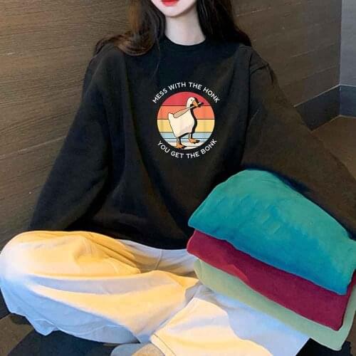 2021 Popular Long Sleeve Oversize Loose Letter Printing Top Crewneck Sweatshirt Women Casual Ladies Women Vintage Streetwear