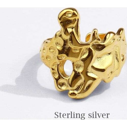 Fine 925 Sterling Silver Novelty Creative Color Bump Irregular Lava Adjustable Size Open Rings For Women Mujer Anillos SR224