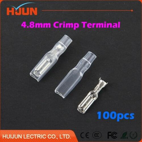 100pcs/lot 4.8mm Crimp Terminal Splice Female Spade Connector Splice With Case