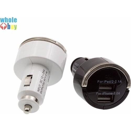 100pcs/lotHigh-grade metal ring-pull Mini Universal Dual USB Car Charger Adapter For all IPhone 8 7 6 5 /ipod/samsung s8 s7 s6s5