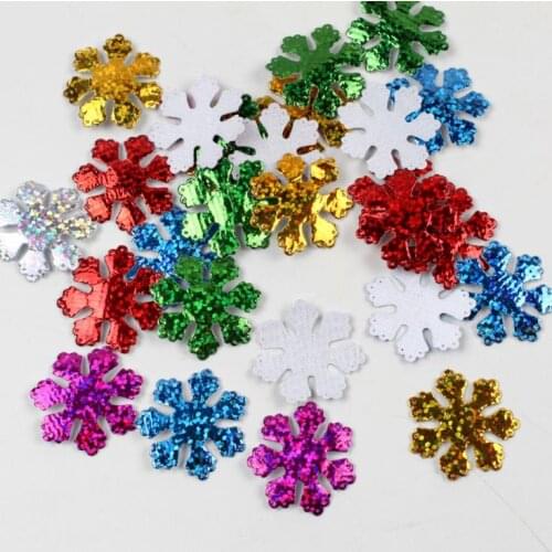 100pcs/pack 30mm Christmas Snowflake Felt Padded Appliques for Headwear Hairpin Crafts Wedding Decoration DIY Accessories SN166