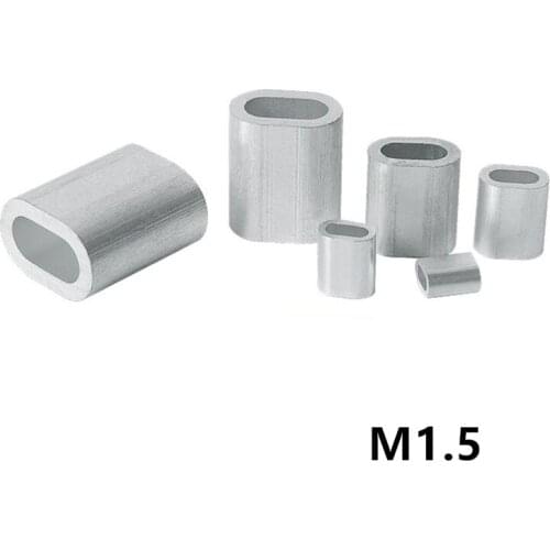1000pcs M1.5 Oval Aluminum Ferrules single-hole crimping sleeves Clamps clip Wire Rope Cable Fitting