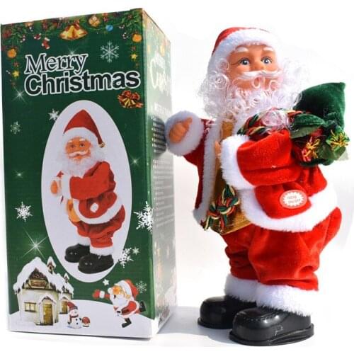 12Inch Christmas Decorations Electric Inverted Street Dance Santa Claus Music Christmas Childrens Toys Ornaments Kids Toys