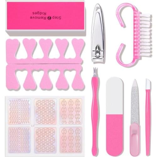 9 pcs Basic Scissors Nail Clippers Set Nail Clippers Manicure Polishing Rubbing Strip Novice Nails Art Sticker Tools Set