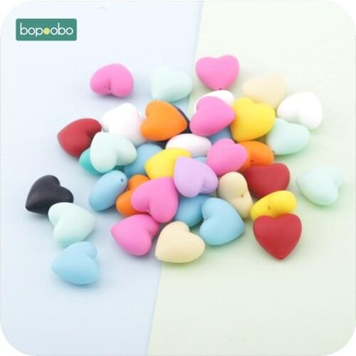 Bopoobo Heart Silicone Bead For Teether 10pc Teething Jewelry DIY Bracelet Teething Nursing Necklace Silicone Beads Baby Teether