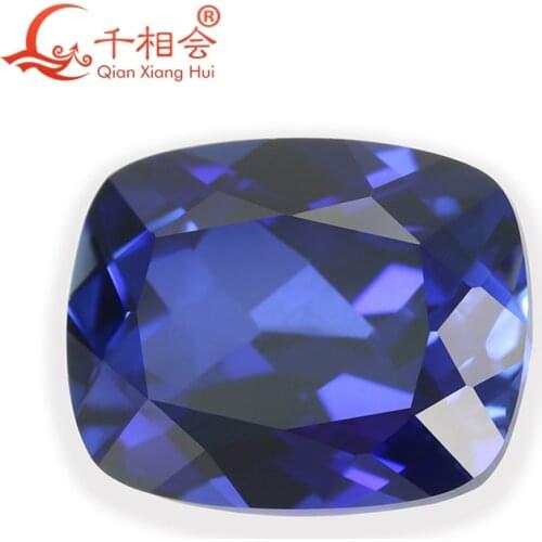 Antique cushion shape blue color artificial sapphire corundum lose gem stone
