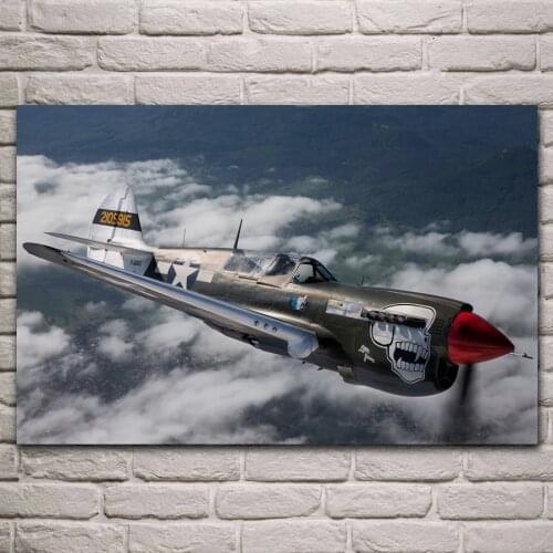 Classic ww2 curtiss p40 kittyhawk fighter historic aircraft living room home decor art print military fabric poster KH810