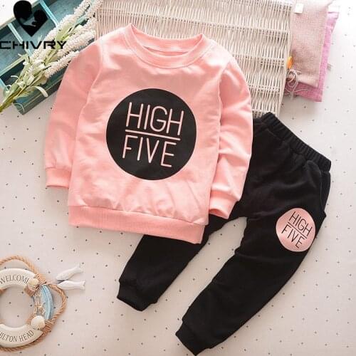 2Pcs Newborn Baby Boys Girls Clothes Set Autumn Boys Letter Print Long Sleeve O-neck Sweatshirt Tops + Pants Kids Clothing Sets