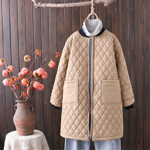 Middle-aged Womens Winter Jackets Coat New Stand Collar Big Pocket Mid Long Coats thicken Warm Female Parkas Plus Size XL-4XL