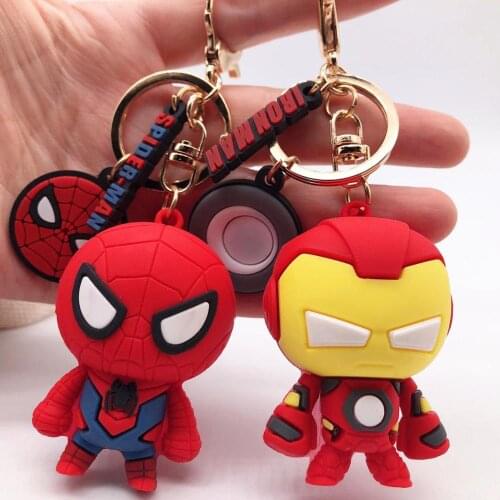 Marvel Avengers Cute Keychain Cartoon Iron Man Thor Hulk Captain America Car Keychain Kids Bag Pendant Keyring Friends Gift