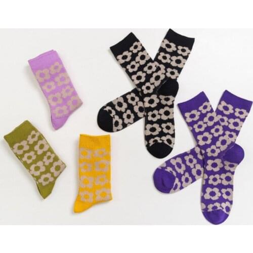 Fashion Womens Designs Socks Floral Pattern Thick Anklets Casual Relaxation Girls Low Tube Ladies