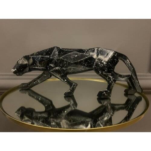 Panther Marble Figure Home Decoration Accessories Resin Model Statues Colorful Creative Living Room Decor Art Office Desk Deco