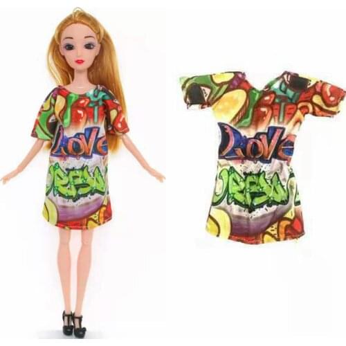 11.5" Doll Outfits Colorful Long Shirt Princess Dress for Barbie Clothes Casual Wear 1/6 BJD Dolls Accessories Kids DIY Toy Gift