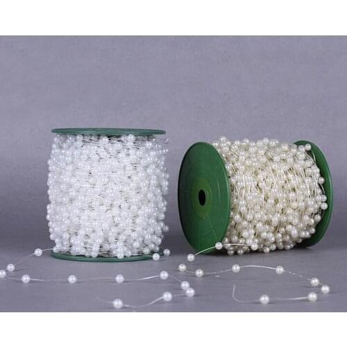 New 5M 6mm Cream Pearls Bead Garland Chain Party Wedding Decoration Crafting DIY Center Candle Decor