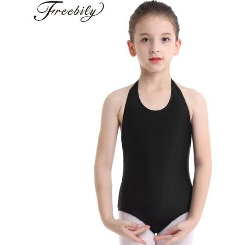 New Girls Halter Cutout Back Ballet Leotards Dance Wear Kids Gymnastics Leotard Bodysuit Child Practice Stage Dance Costumes