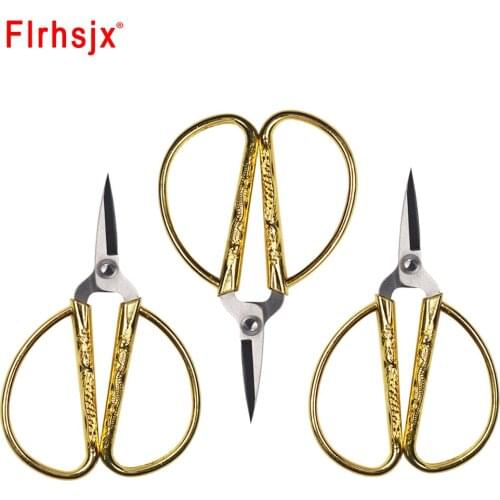 1/3pcs Vintage Gold Sewing Scissors Metal Embroidery Scissors Chinese Dragon Pattern Tailors Scissors for Cutting Sew Tools