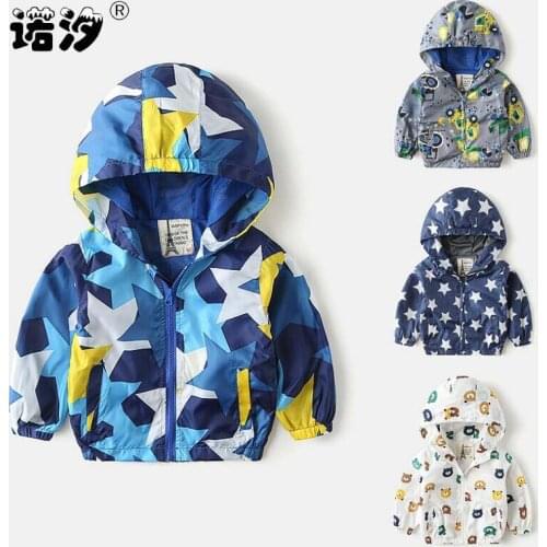 Baby clothes 1-6T baby spring warm jacket toddler casual clothes baby girls windbreaker infant hooded children dinosaure coat