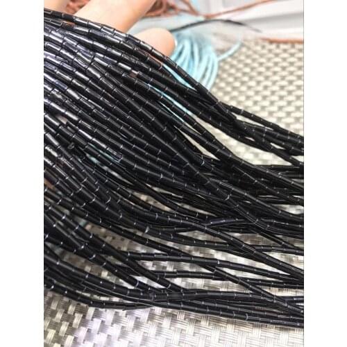 One strand black agate pillar 2*4/8mm for DIY jewelry making loose beads FPPJ wholesale beads nature gemstone