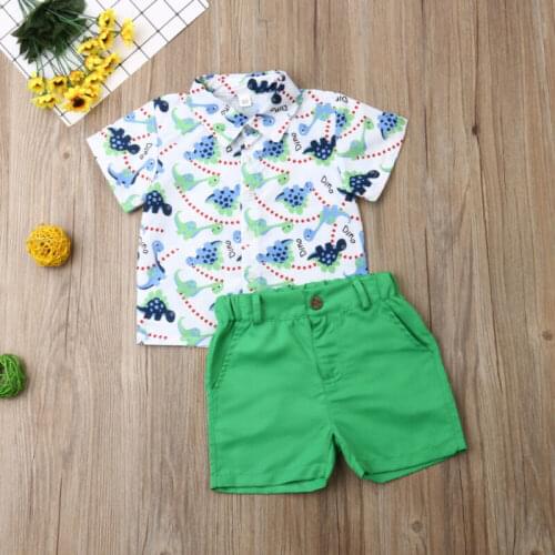 Casual Toddler Outfits Baby Boy Summer Clothes Newborn Boy Clothing Set Sports Shirt+ Shorts Suits Leaves Print Clothes