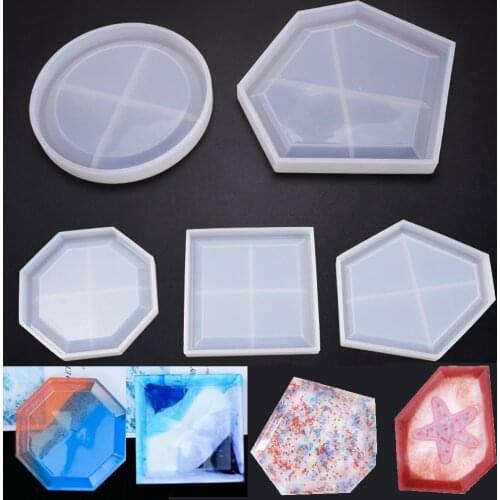 Handmade Coaster Silicone Mold DIY Epoxy Resin Square Round Hexagon Fruit Nut Storage Tray Mold Home Decor Cup Mat Tea Pad Mould