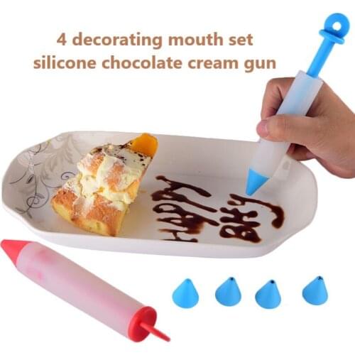 Silicone decorating tool chocolate cream gun decorating pen cookie cake pen writer milk teat baking tools