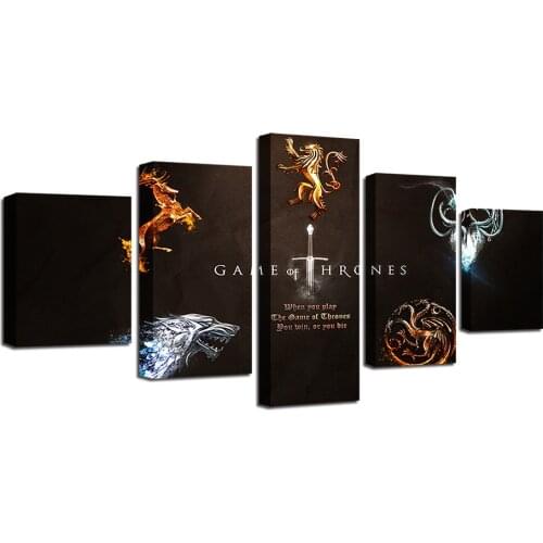Modern Living Room Wall Art Decor HD Printed 5 Pieces Thrones Poster Canvas Painting Modular Pictures Artworks