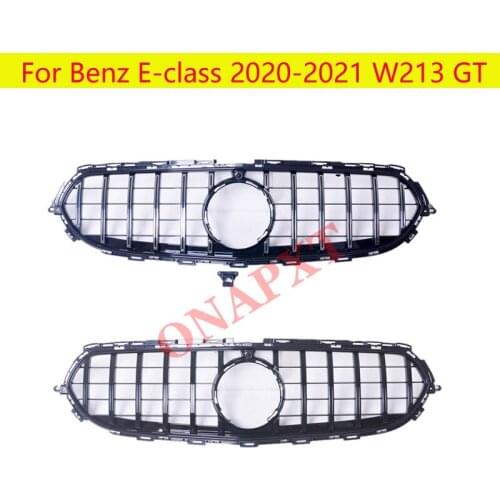 Car Styling Center Grill ABS Front Bumper Vertical Bar Middle Grill For Mercedes-Benz E-class 2020-2021 W213 GT Style