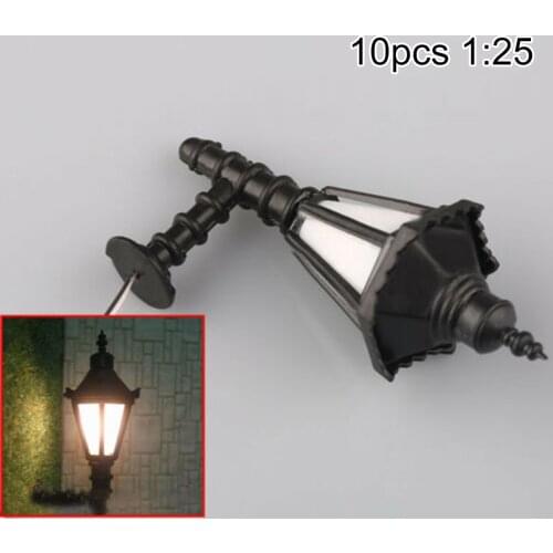10Pcs Train Railway Park Led Lamppost Lamps Wall Lights Model Scale 1:25 3V Model Garden Lamps Miniature Lanscape