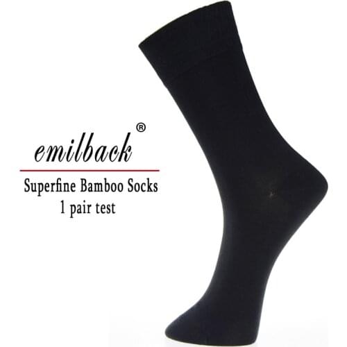 Test 1 Pair of Emilback Mens Business Dress Black Long Bamboo Colorful Socks High Quality Soft Antibacterial Big Size Breathable
