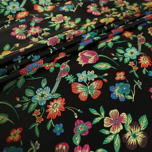 Imitation silk brocade jacquard pattern fabrics designer patchwork for sewing cheongsam kimono satin garment material