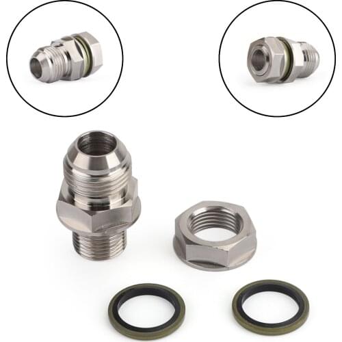 Turbo Oil Pan Sump Return Drain Adapter Bung Fitting 10AN to M18x1.5 Silver