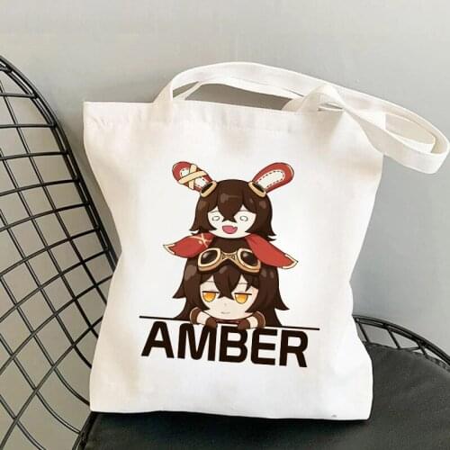 Genshin Impact Handbag Bag Hu Tao Tote Bolsas Reutilizables Ecobag Bolsas De Tela Canvas Cotton Shopper Jute Bag Shopping Bag