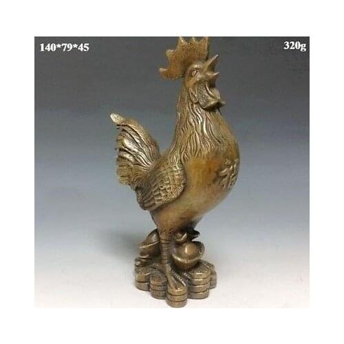 Decoration bronze factory Pure Brass Antique Exquisite Chinese Copper Auspicious Statue--- Rooster
