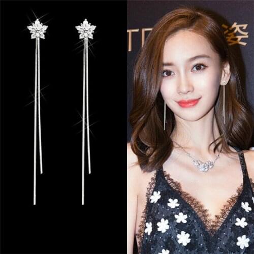 1 Pairs 925 Pure Silver Needle Tassels Long Earrings Woman Temperament Joker Eardrop Concise Ear Nail Pendeloque Cute Earring