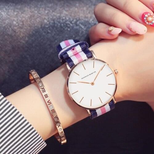 1 Set Japan Quartz Movement Fashion Girl Student Casual Young Ladies Watches Nylon Strap Wristwatches Brand Waterproof