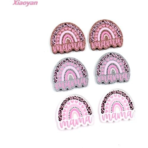 10pcs) Acrylic Rainbow Mom For Earrings Party DIY Glitter UV Rainbow Jewelry Accessories