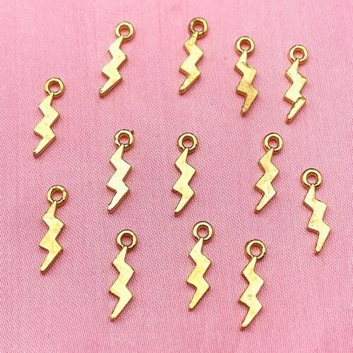 10Pcs/set Zinc Alloy Gold Mini Lightning Charms for DIY Earrings Pendants Necklaces Bracelet Jewelry Making Findings Accessories