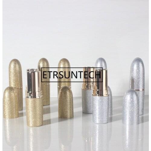 12.1mm 3g Brand High Fashion Lipstick Tube Silver Gold Bullet Shape Lip Balm Container Empty Lipstick Packaging Tube F20171957