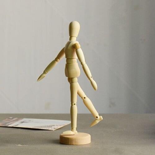 1x Artist Pose Wooden Jointed Doll Model Manikin Figurines Miniatures For Painting Artist Drawing Sketch Mannequin Decor
