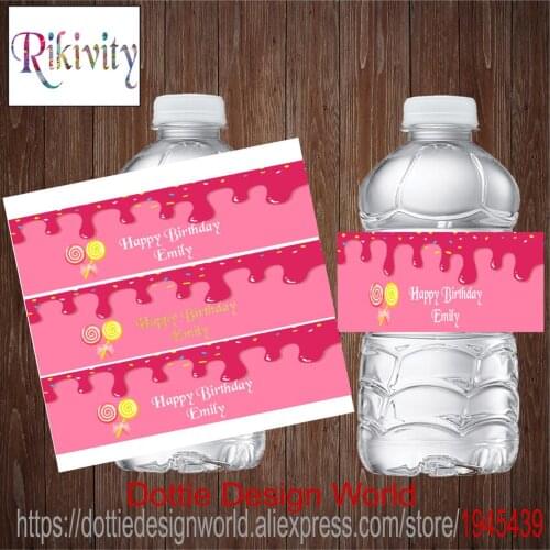20 Pcs/lot Ice Cream Birthday Party Water Bottle Wine Champagne Labels Candy Bar Wrapper Sticker Wedding Baby Shower Decoration