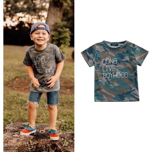 2021 Summer Causal Kids Boys T Shirts Tee Tops Letter Camouflage Printed Short Sleeve T shirt Tops 0-5Y