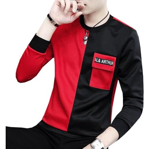 23 models T-shirt male long sleeve autumn clothes winter velvet warm top personality trend clothes Korean version of clothing
