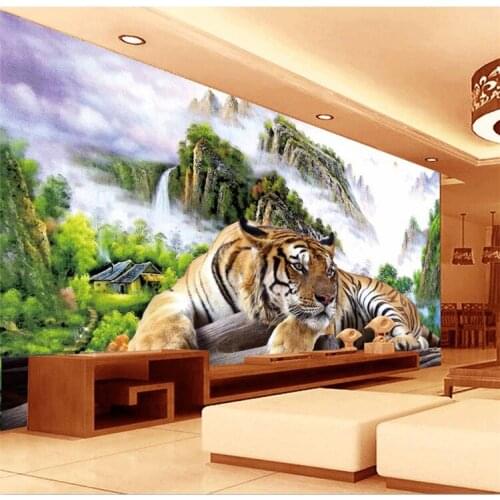 3d huge mural tiger abstract painting papel de parede for bedroom sofa tv wallpaper murals wallpaper