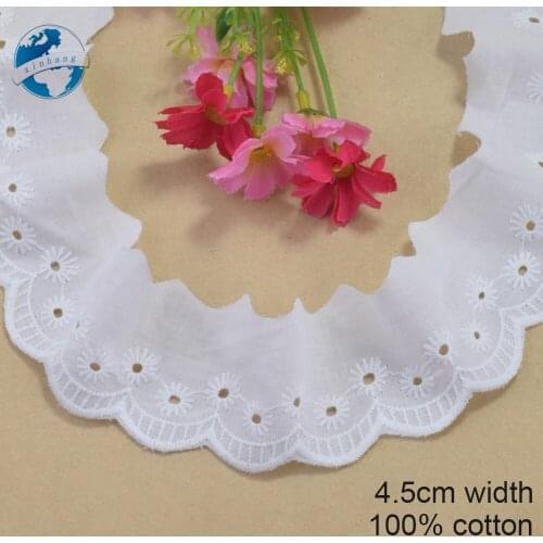 4.5cm Wide 100% Cotton Embroid Lace Sewing Ribbon Guipure Trim Wedding Decoration DIY Dolls Colthes Dress Accessories #4208
